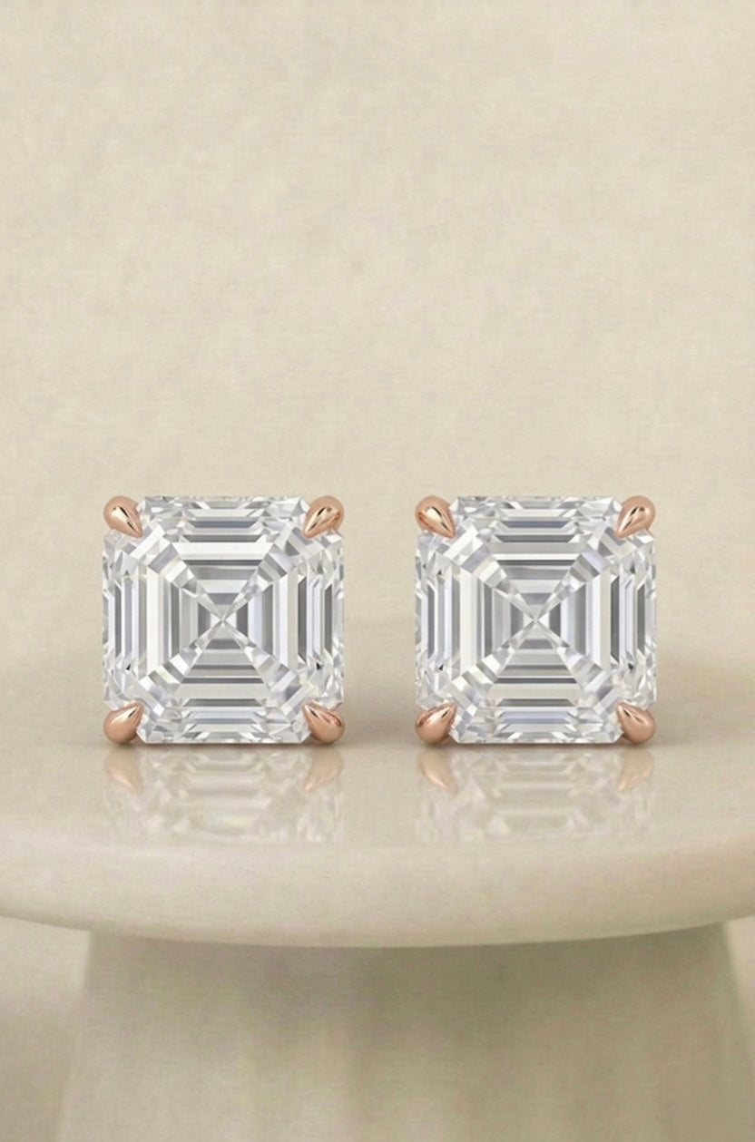 Asscher Stud Earrings