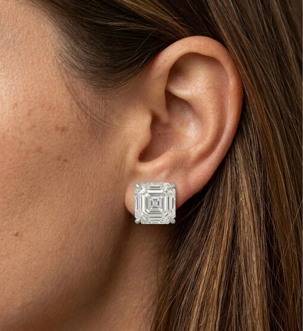 Asscher Stud Earrings